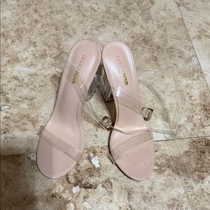 Fashion Nova Clear Strap Heels - Blush